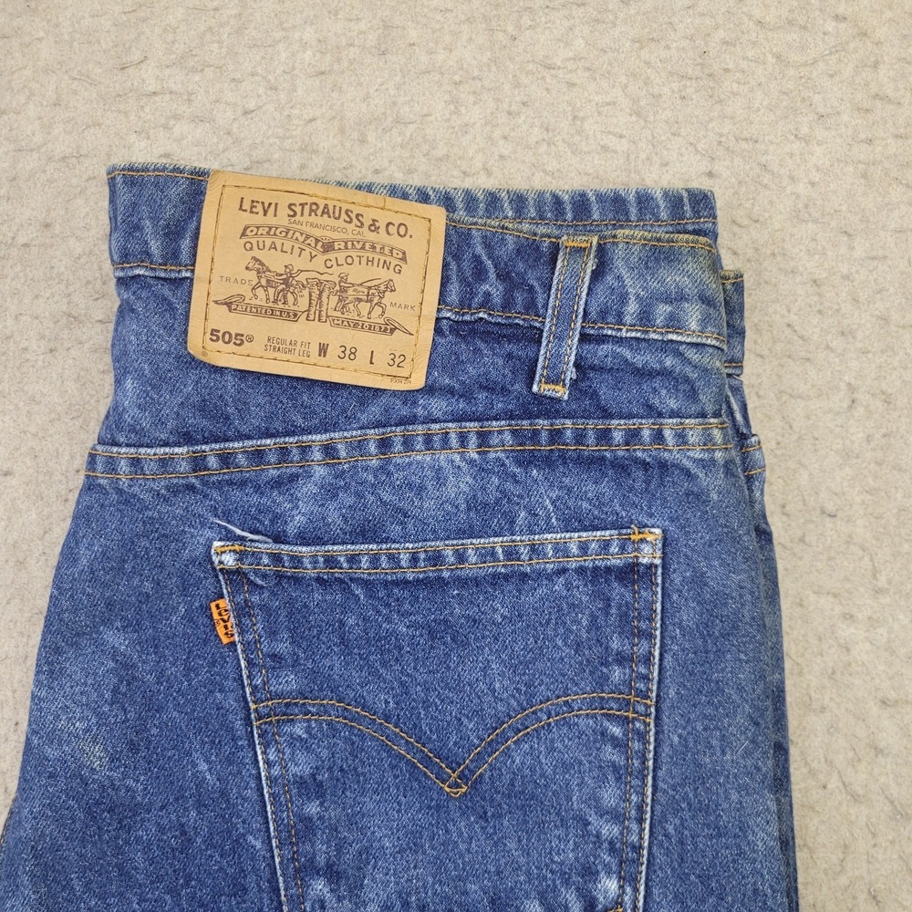 VTG‎ Levis 505 Orange Tab Straight Leg Jeans Mens 38 X 32 90s Grunge Baggy Skate